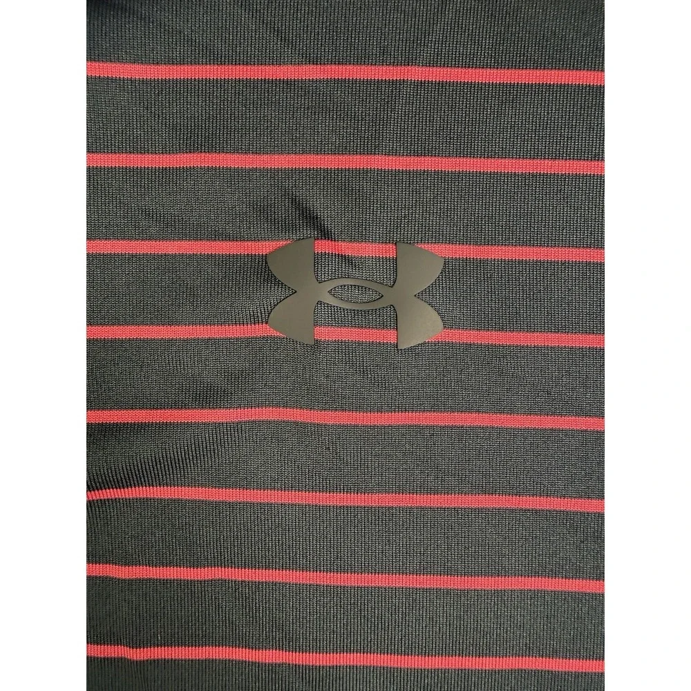Under Armour Playoff Polo Shirt Mens M Blue Striped Short Sleeve Loose